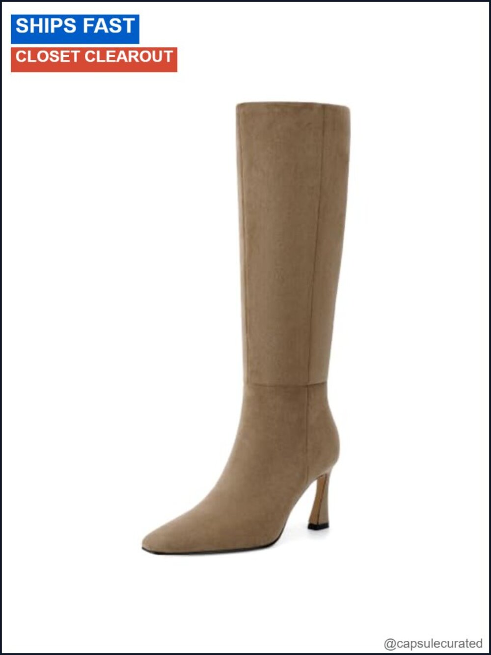 Faux Suede Knee High Square Toe Tall Boots for Women